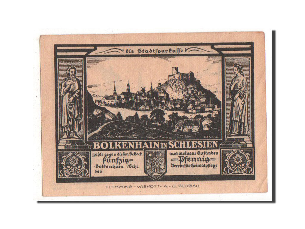 Banknote, Germany, Bolkenhain, 50 Pfennig, 1922, UNC(60-62), Mehl:137.1