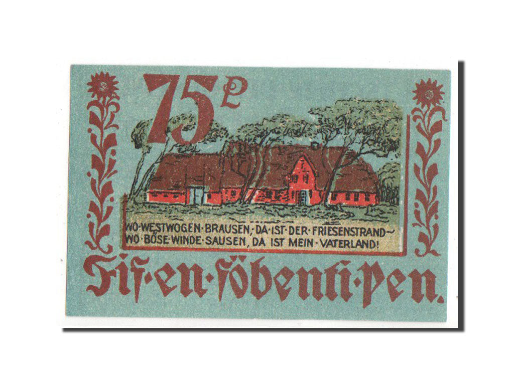 Banknote, Germany, Bordelum Gemeinde, 75 Pfennig, 1921, UNC(63), Mehl:143