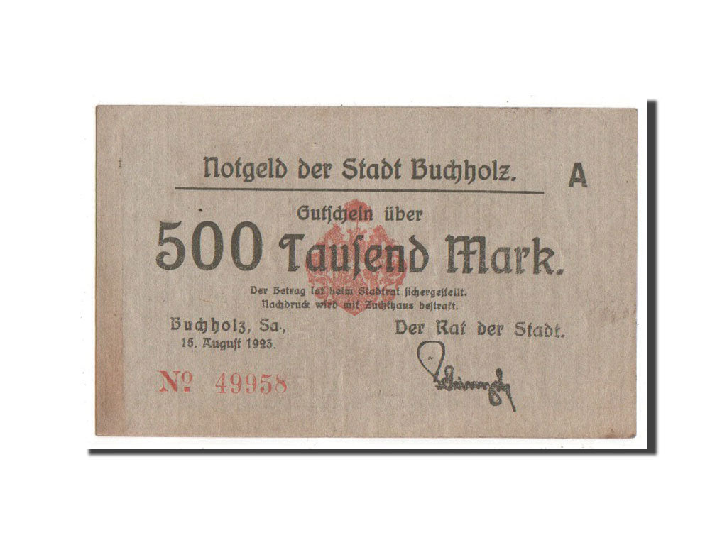 Banconote, Germania, Buchholz, 500 000 Mark, 1923, BB
