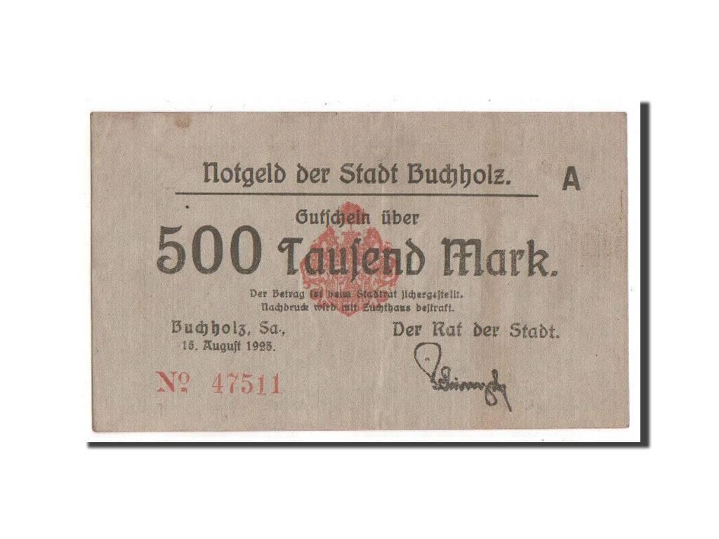 Banknote, Germany, Buchholz, 500 000 Mark, 1923, EF(40-45)