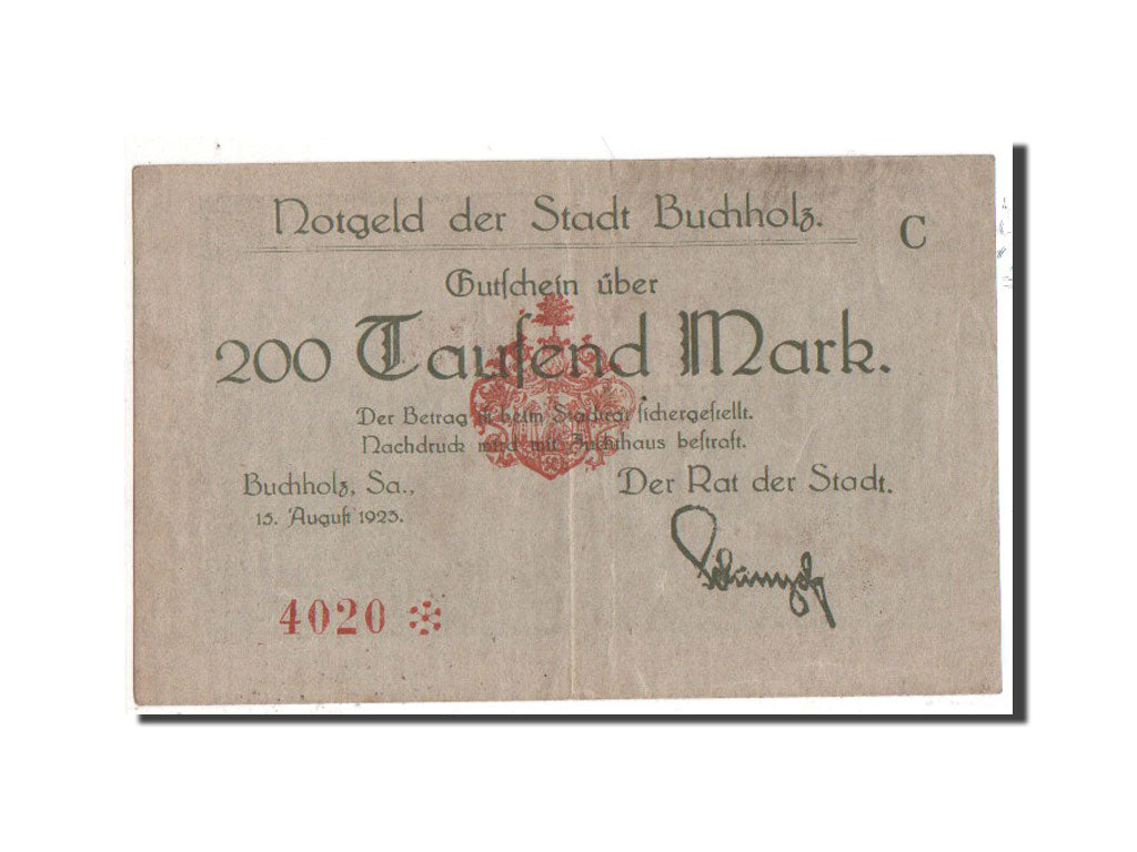 Banconote, Germania, Buchholz, 200 000 Mark, 1923, BB