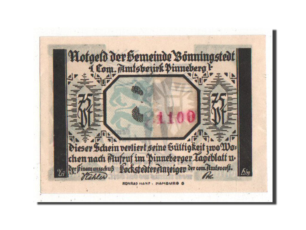 Banknote, Germany, Schleswig-Holstein, 75 Pfennig, 1921, UNC(63), Mehl:133.1a