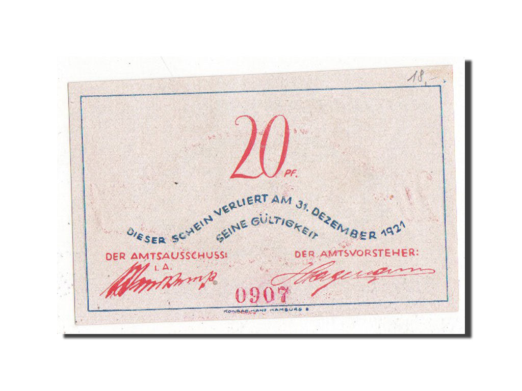 Banknote, Germany, Schleswig-Holstein, 20 Pfennig, 1921, UNC(63), Mehl:135.1a