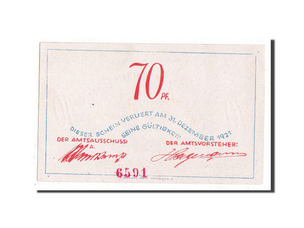Banknote, Germany, Schleswig-Holstein, 70 Pfennig, 1921, UNC(63), Mehl:135.1a