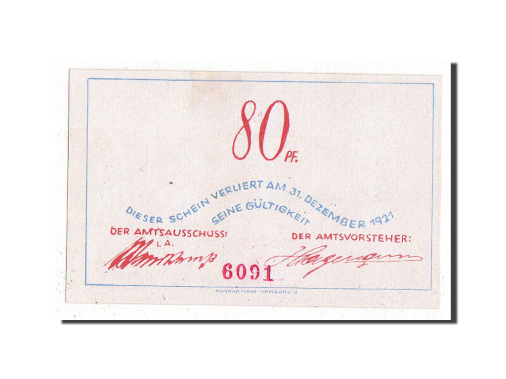 Banknote, Germany, Schleswig-Holstein, 80 Pfennig, 1921, UNC(63), Mehl:135.1a