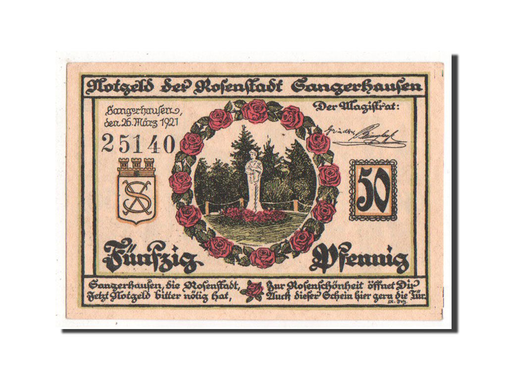 Banknote, Germany, Sangerhausen, 50 Pfennig, 1921, UNC(63), Mehl:1163.1b
