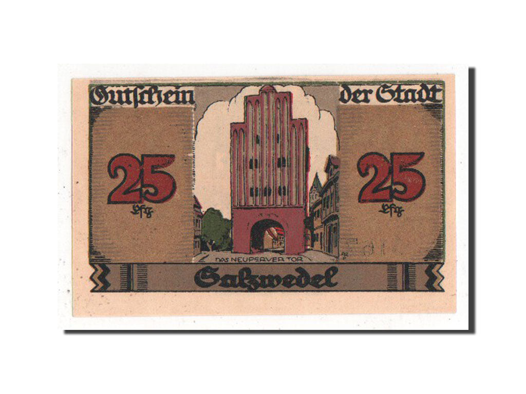 Banknote, Germany, Salzwedel, 25 Pfennig, 1921, UNC(63), Mehl:1162.2a