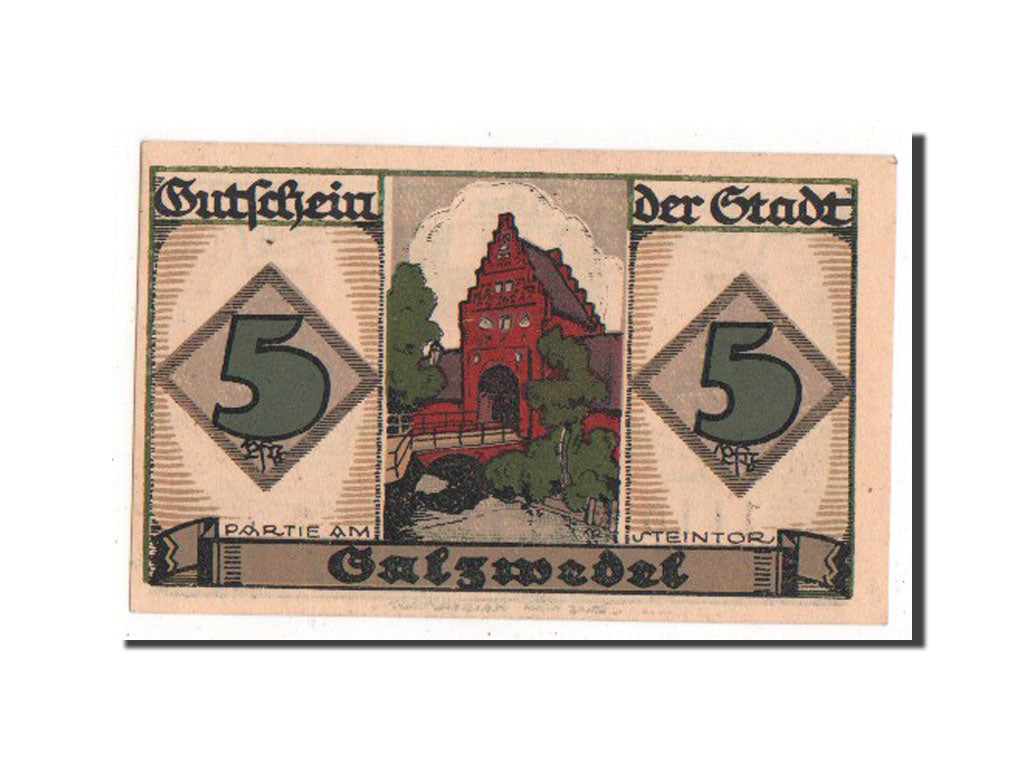Banknote, Germany, Salzwedel, 5 Pfennig, 1921, UNC(63), Mehl:1162.2a