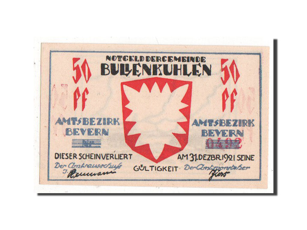 Banknote, Germany, Bullenkuhlen, 50 Pfennig, 1921, UNC(63), Mehl:206.2a
