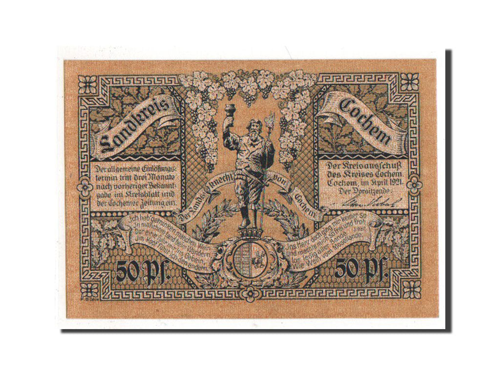 Banknote, Germany, Cochem Landkreis, 50 Pfennig, 1921, 1921-04-01, AU(55-58)
