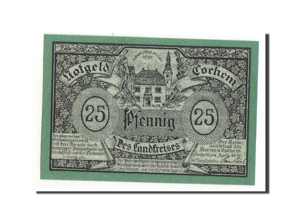 Banknote, Germany, Cochem Landkreis, 25 Pfennig, 1921, 1921-04-01, AU(55-58)