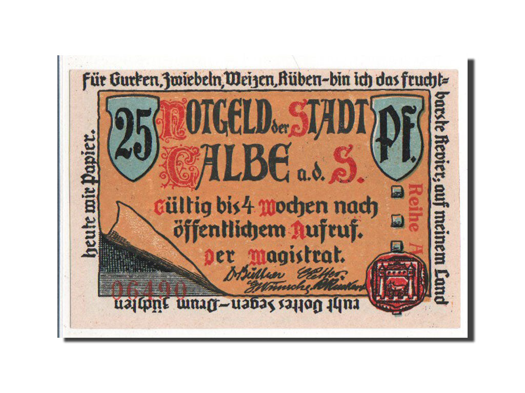 Banknote, Germany, Calbe a.d. Saale Stadt, 25 Pfennig, UNC(63), Mehl:213.1