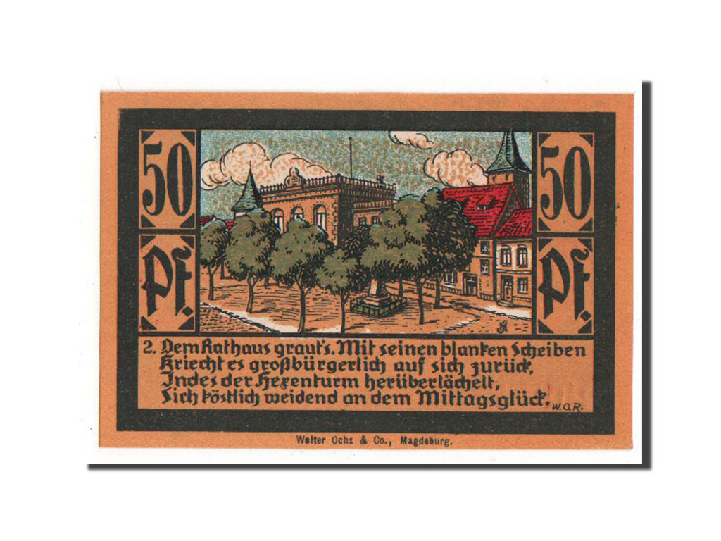 Banknote, Germany, Calbe a.d. Saale Stadt, 50 Pfennig, UNC(63), Mehl:213.1