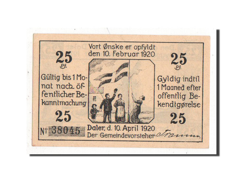 Banknote, Germany, Daler Gemeinde, 25 Pfennig, 1920, AU(55-58), Mehl:253.1