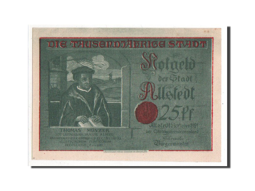 Banknote, Germany, Allstedt, 25 Pfennig, 1921, AU(55-58), Mehl:15.1