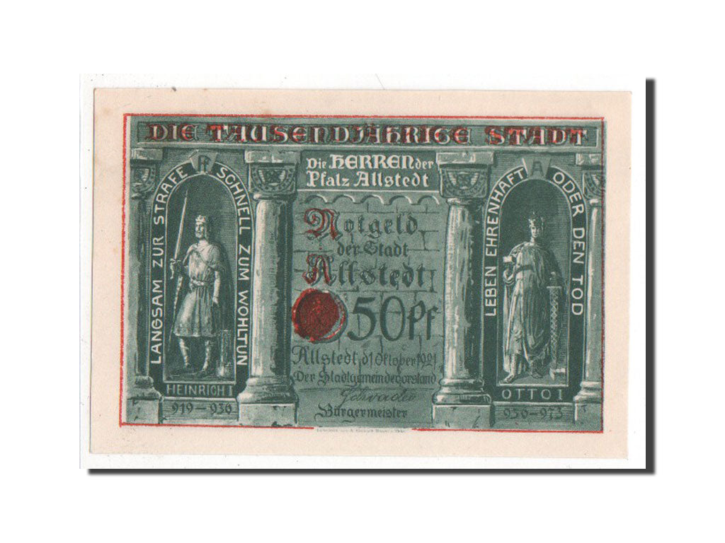 Billete, Alemania, Allstedt, 50 Pfennig, 1921, EBC, Mehl:15.1
