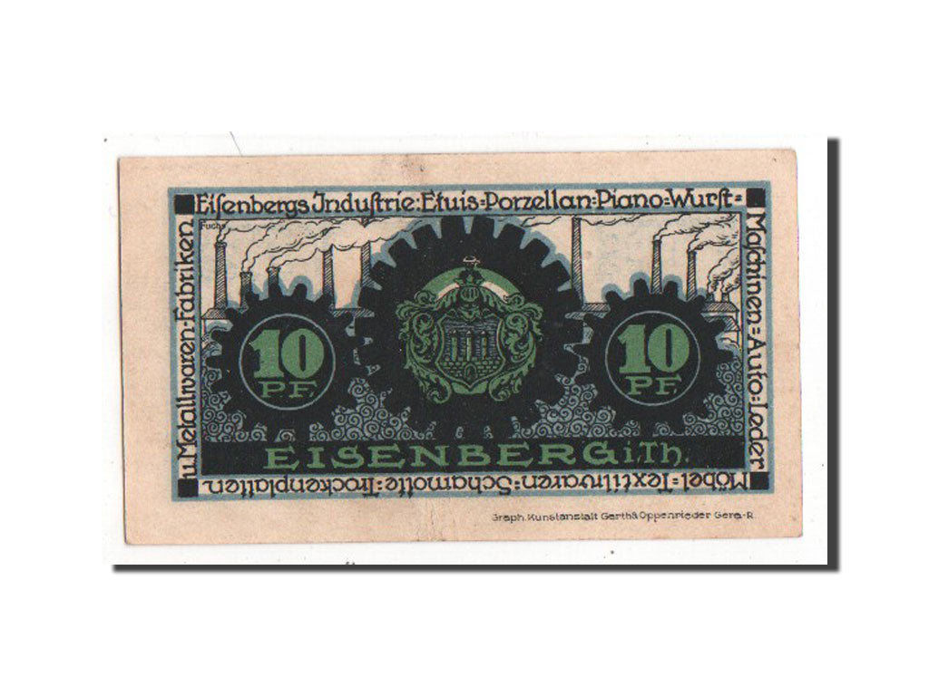 Banknote, Germany, Eisenberg Stadt, 10 Pfennig, AU(55-58), Mehl:322.1a