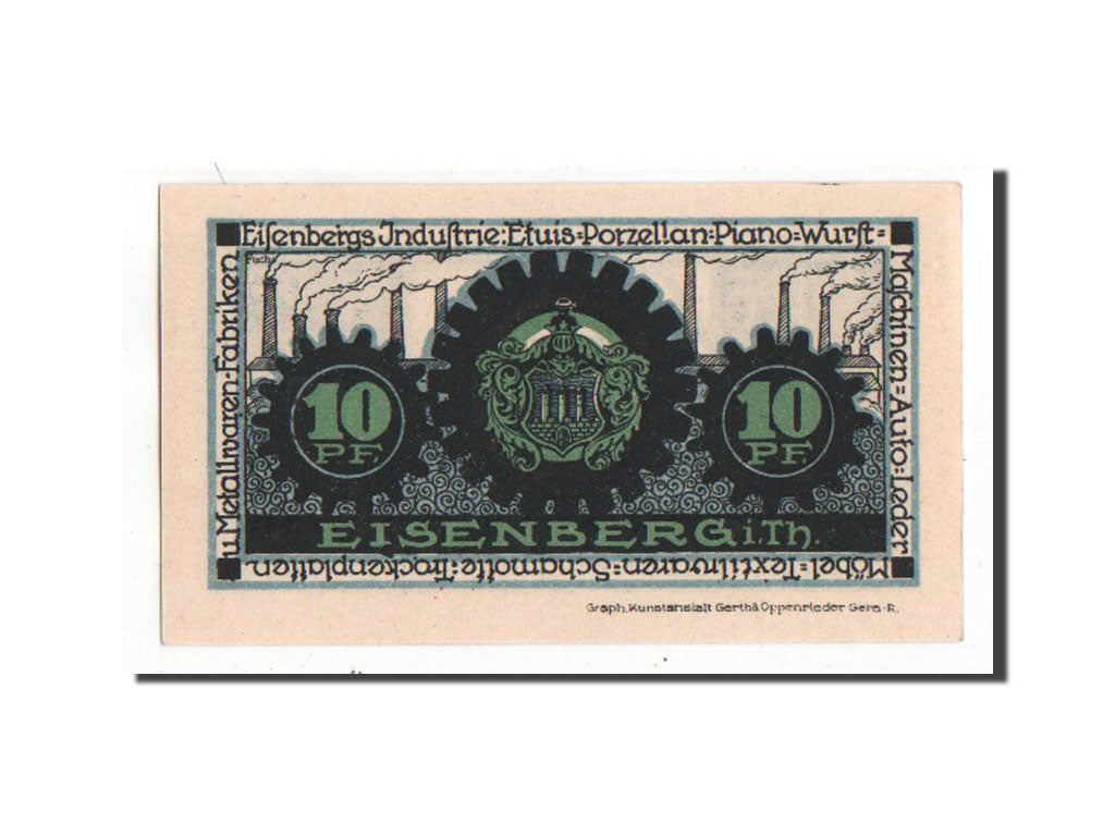 Banknote, Germany, Eisenberg Stadt, 10 Pfennig, AU(55-58), Mehl:322.1a