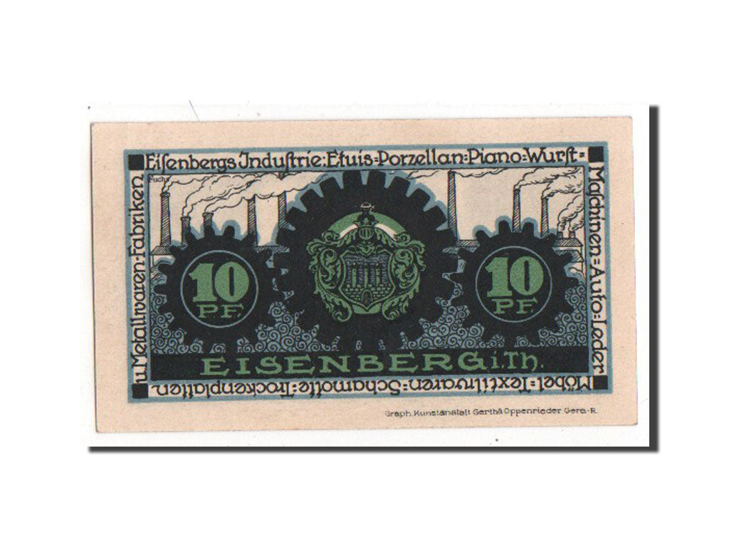 Banknote, Germany, Eisenberg Stadt, 10 Pfennig, AU(55-58), Mehl:322.1a