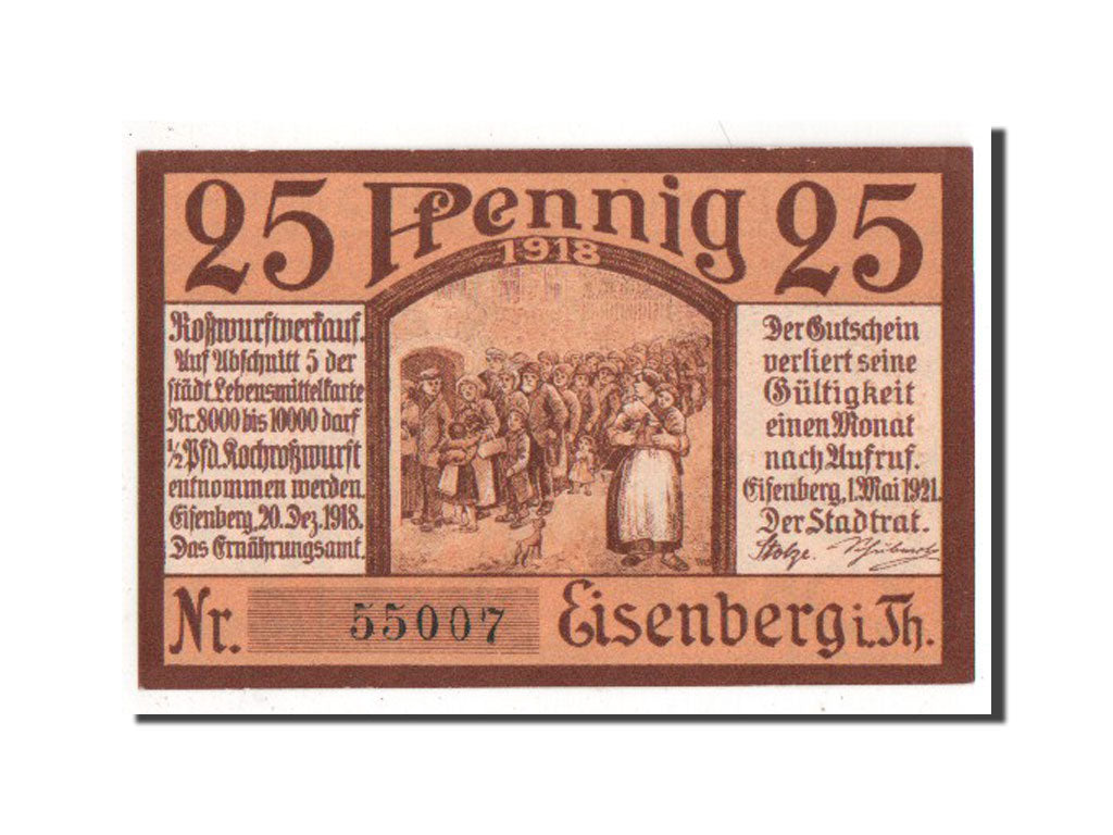 Banknote, Germany, Eisenberg Stadt, 25 Pfennig, 1921, AU(55-58), Mehl:322.5a