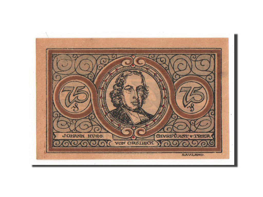 Banknote, Germany, Ehrenbreitstein Stadt, 75 Pfennig, 1921, AU(55-58)