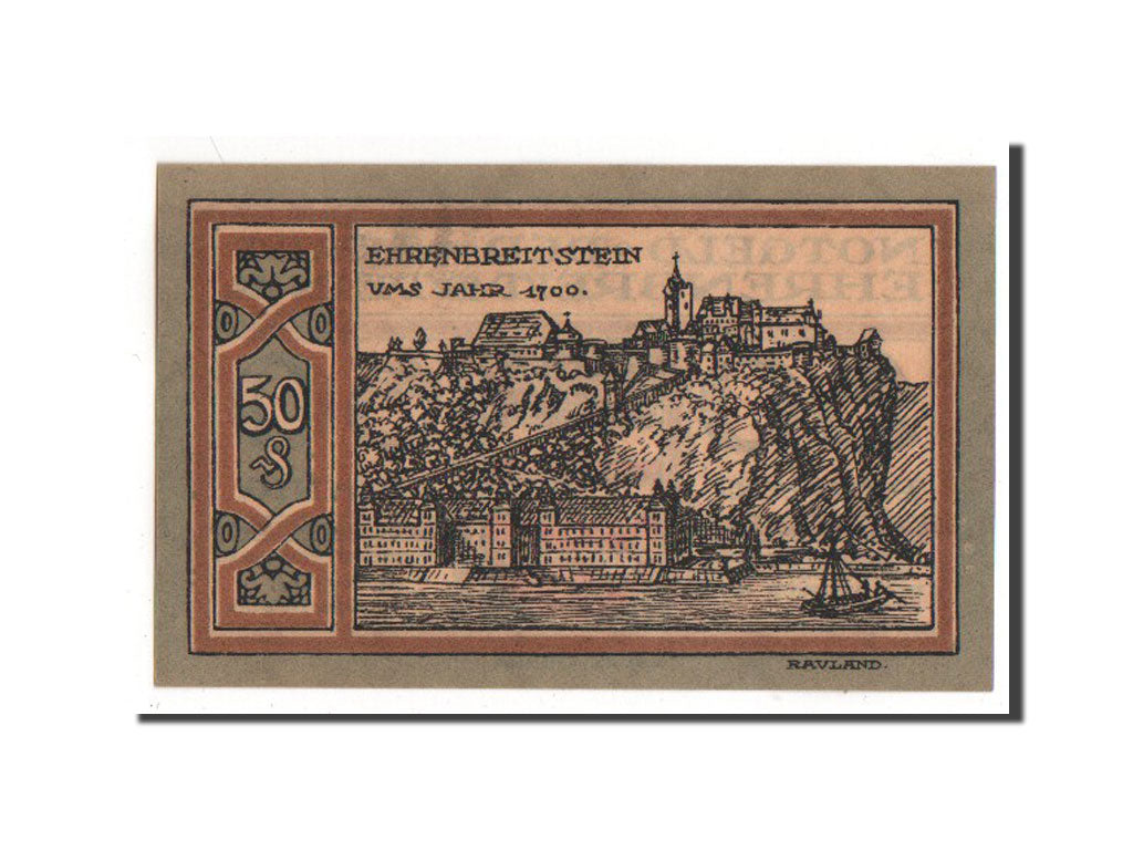 Banknote, Germany, Ehrenbreitstein Stadt, 50 Pfennig, 1921, AU(55-58)