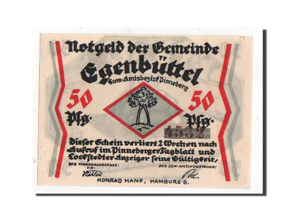 Banknote, Germany, Egenbuttel, 50 Pfennig, AU(55-58), Mehl:308.1
