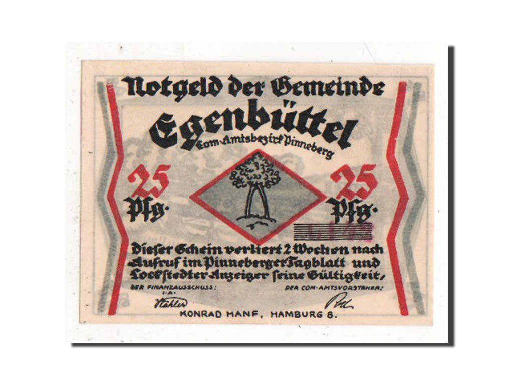Banknote, Germany, Egenbuttel, 25 Pfennig, AU(55-58), Mehl:308.1