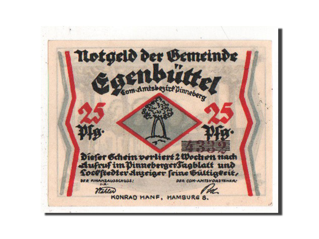 Banknote, Germany, Egenbuttel, 25 Pfennig, AU(55-58), Mehl:308.1