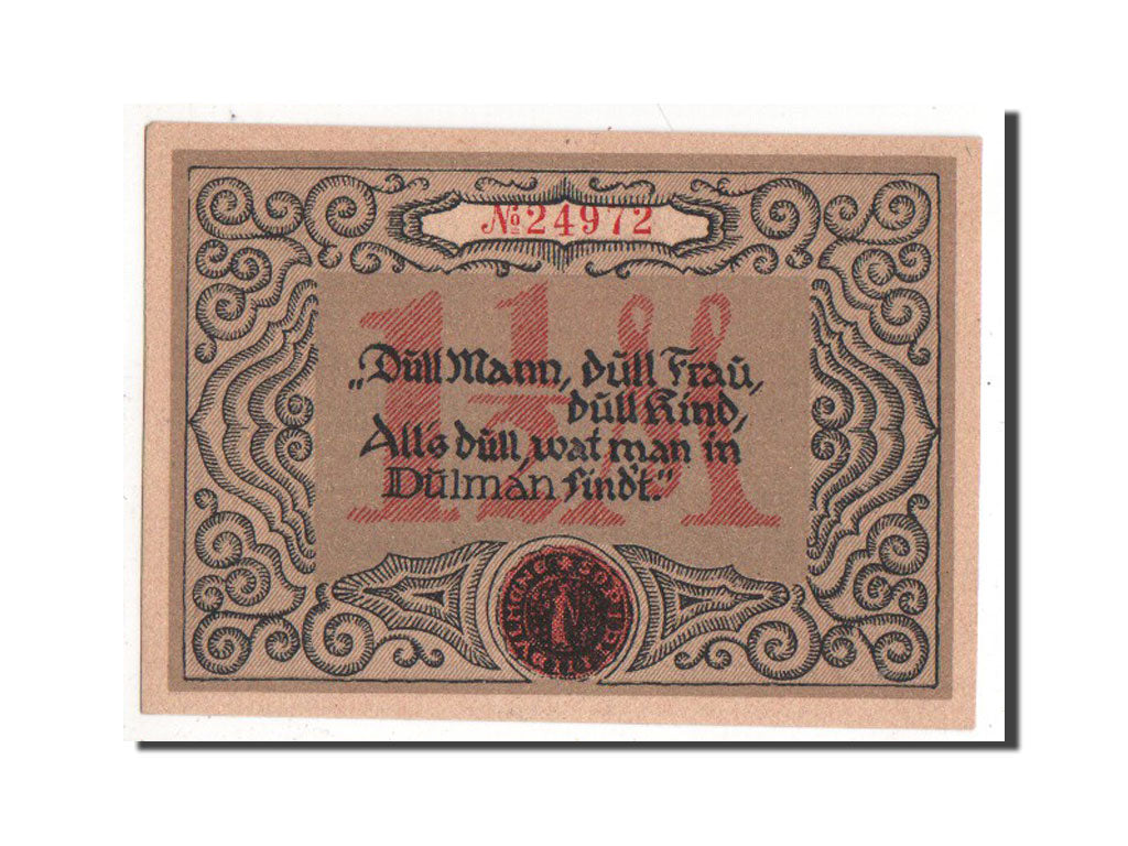 Banknote, Germany, Dulmen, 1.5 Mark, 1921, AU(55-58), Mehl:295.1a