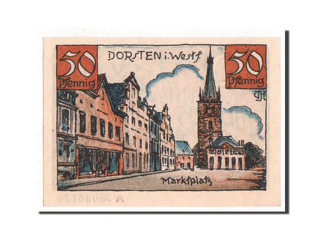 Banknote, Germany, Dorsten, 50 Pfennig, AU(55-58), Mehl:282.1