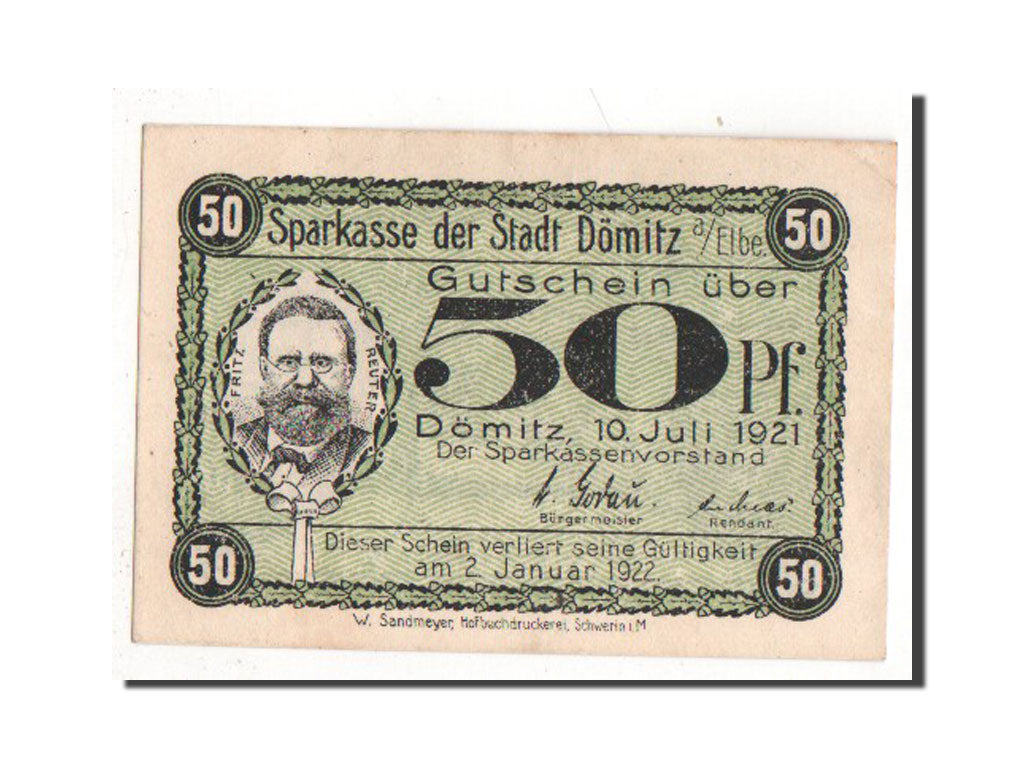Billet, Allemagne, Domitz Stadt, 50 Pfennig, 1921, SUP, Mehl:278.1