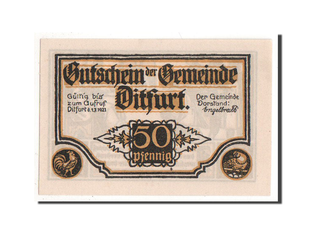Banknote, Germany, Ditfurt Gemeinde, 50 Pfennig, 1921, AU(55-58), Mehl:275.2