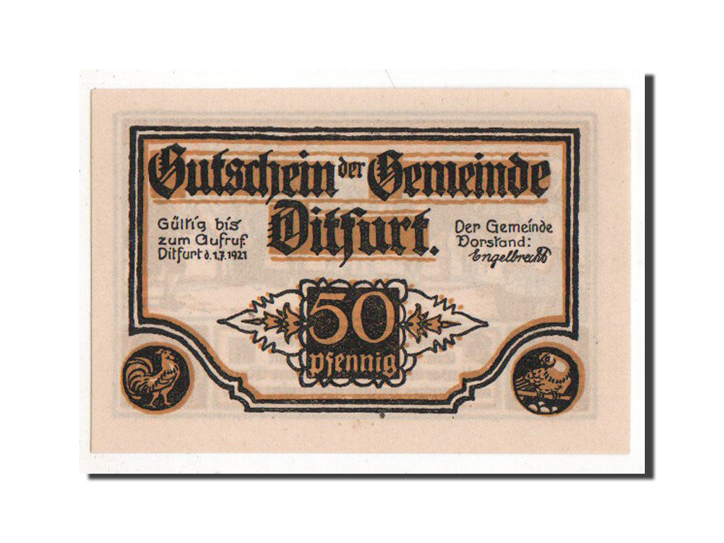 Banknote, Germany, Ditfurt Gemeinde, 50 Pfennig, 1921, AU(55-58), Mehl:275.2