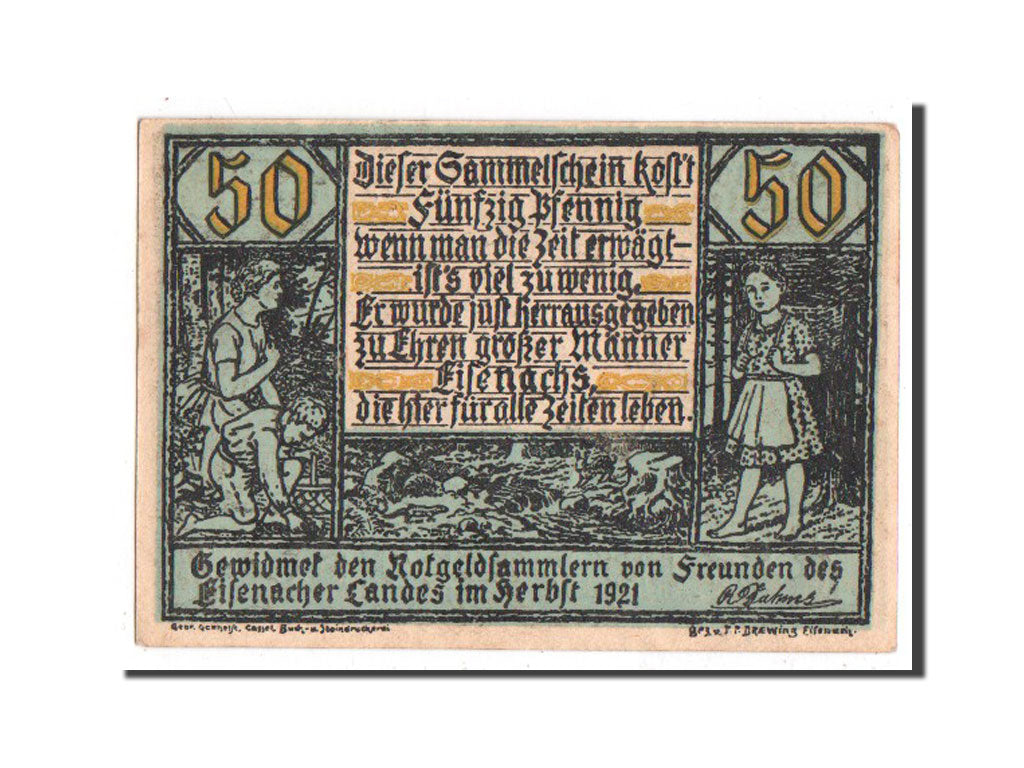 Banknote, Germany, Sachsen-Weimar-Eisenach, 50 Pfennig, 1921, AU(55-58)