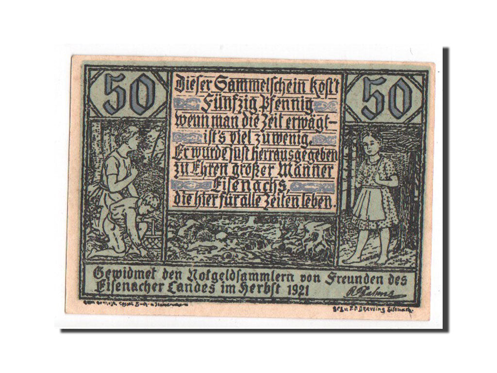 Banknote, Germany, Eisenach Stadt, 50 Pfennig, 1921, AU(55-58), Mehl:318.2