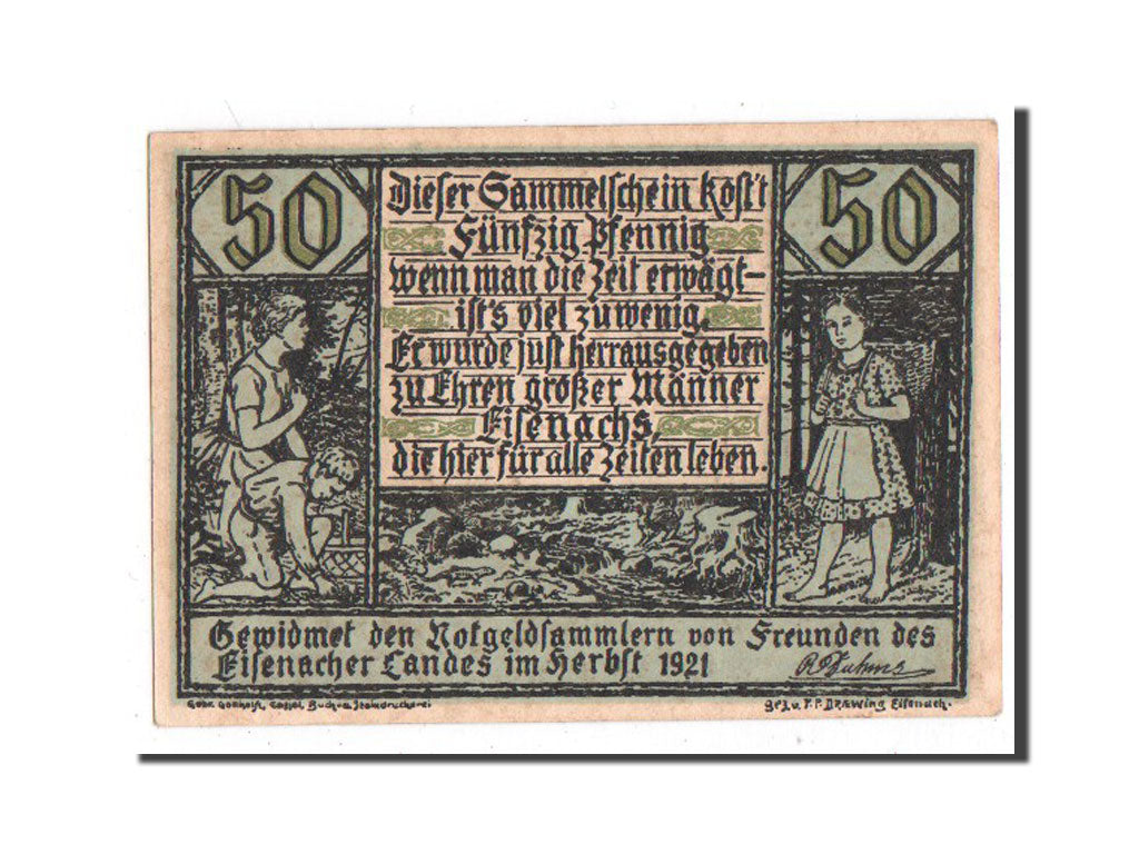Banknote, Germany, Sachsen-Weimar-Eisenach, 50 Pfennig, 1921, AU(55-58)