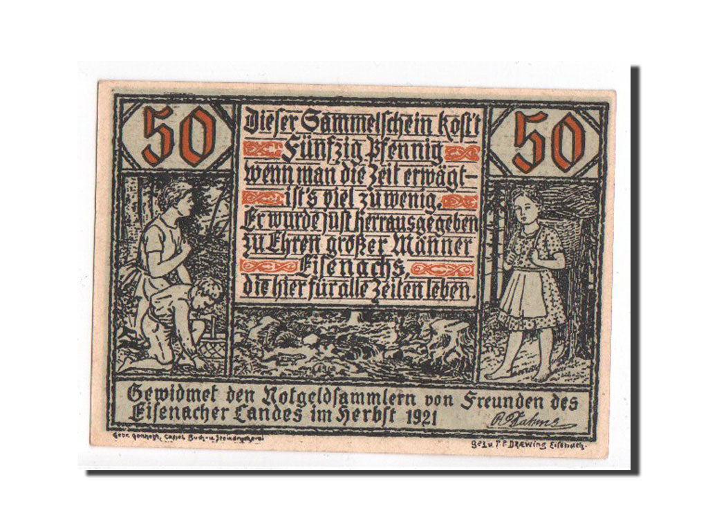 Billet, Allemagne, Eisenach Stadt, 50 Pfennig, 1921, SUP, Mehl:318.2