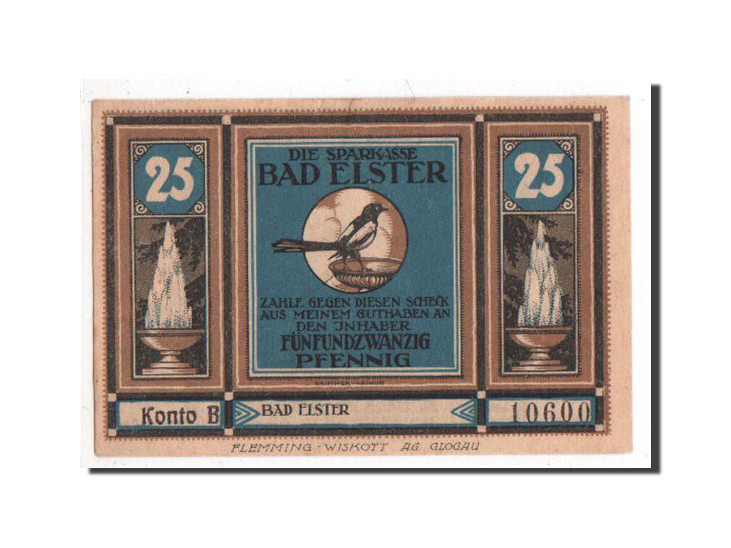 Banknote, Germany, Elster Bad Sparkasse, 25 Pfennig, AU(55-58), Mehl:334.1b