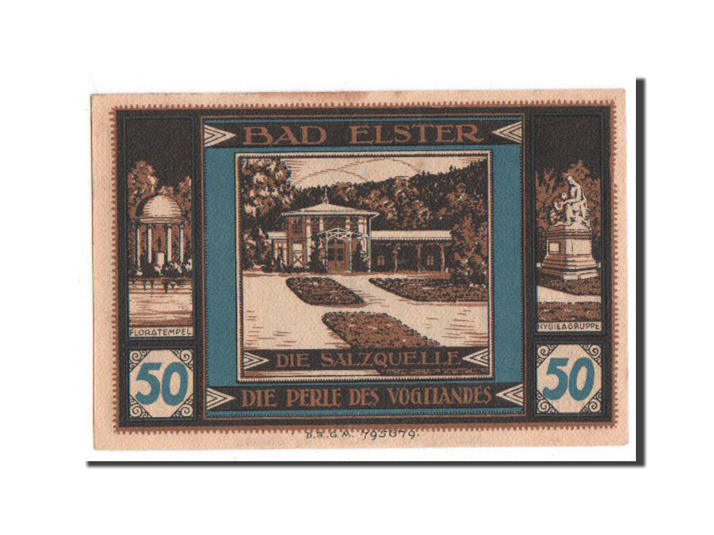 Banconote, Germania, Elster Bad Sparkasse, 50 Pfennig, SPL-, Mehl:334.1b
