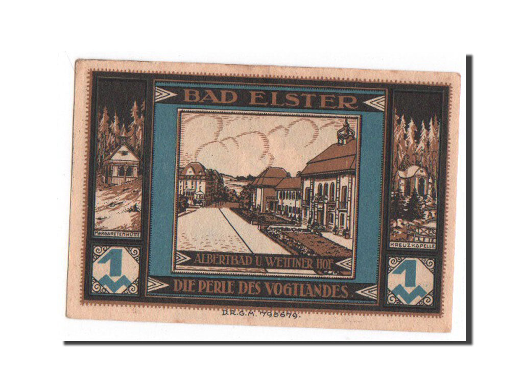 Banknote, Germany, Elster Bad Sparkasse, 1 Mark, AU(55-58), Mehl:334.1b