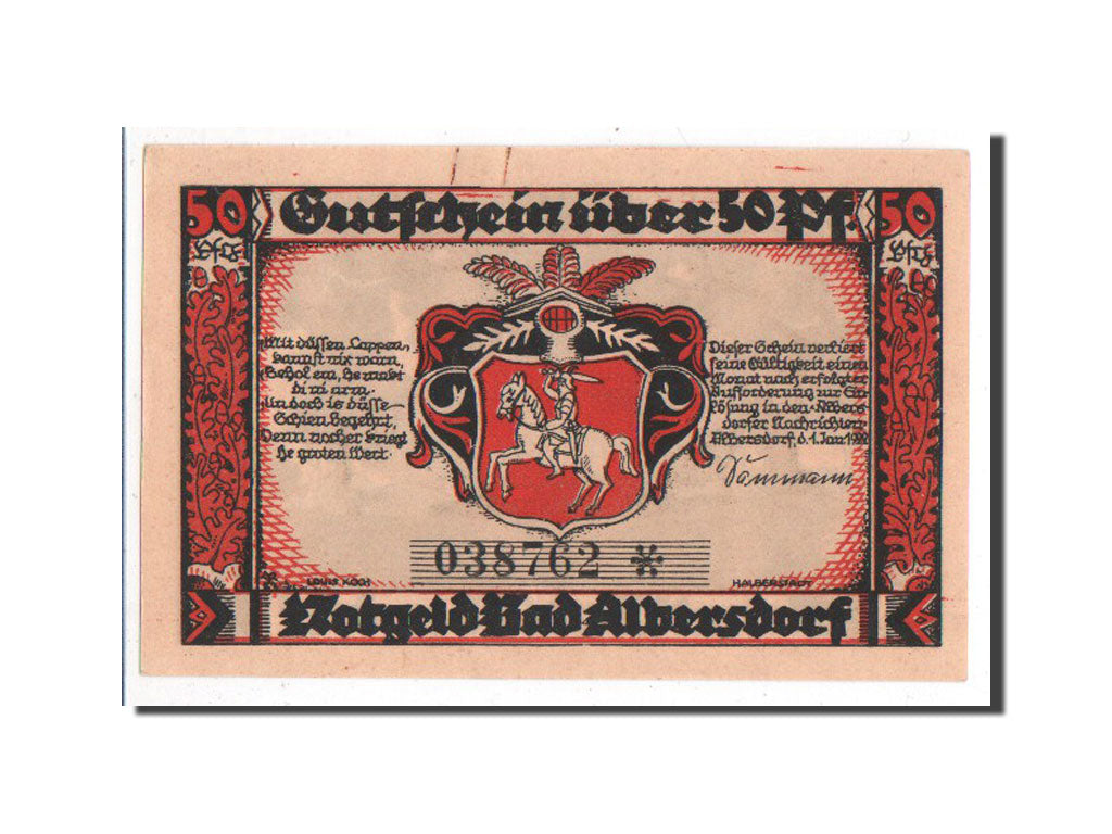 Banknote, Germany, Albersdorf Bad Gemeinde, 50 Pfennig, 1922, AU(55-58)