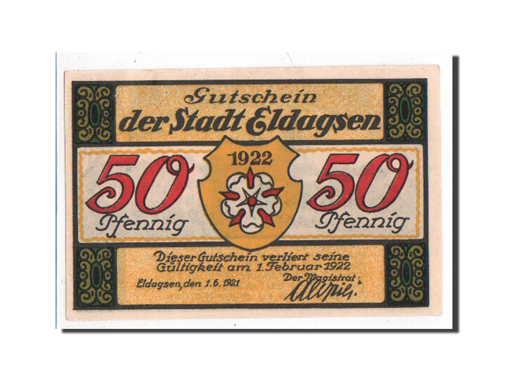 Banknote, Germany, Eldagsen Stadt, 50 Pfennig, 1921, AU(55-58), Mehl:327.1