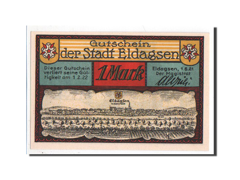 Banknote, Germany, Eldagsen Stadt, 1 Mark, 1921, AU(55-58), Mehl:327.1