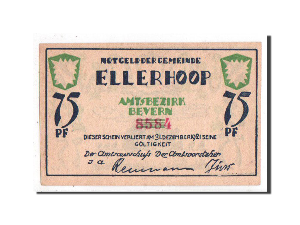 Banknote, Germany, Schleswig-Holstein, 75 Pfennig, 1921, AU(55-58), Mehl:330.1a