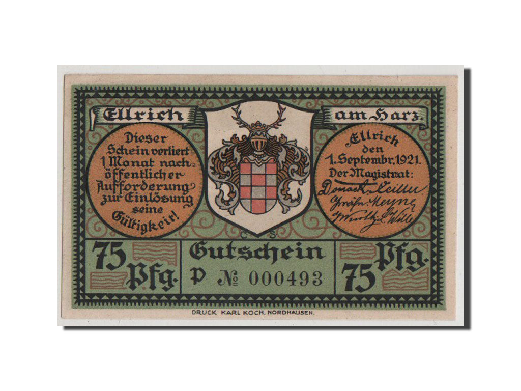 Banknote, Germany, Provinz Sachsen, Thüringischer Teil, 75 Pfennig, 1921