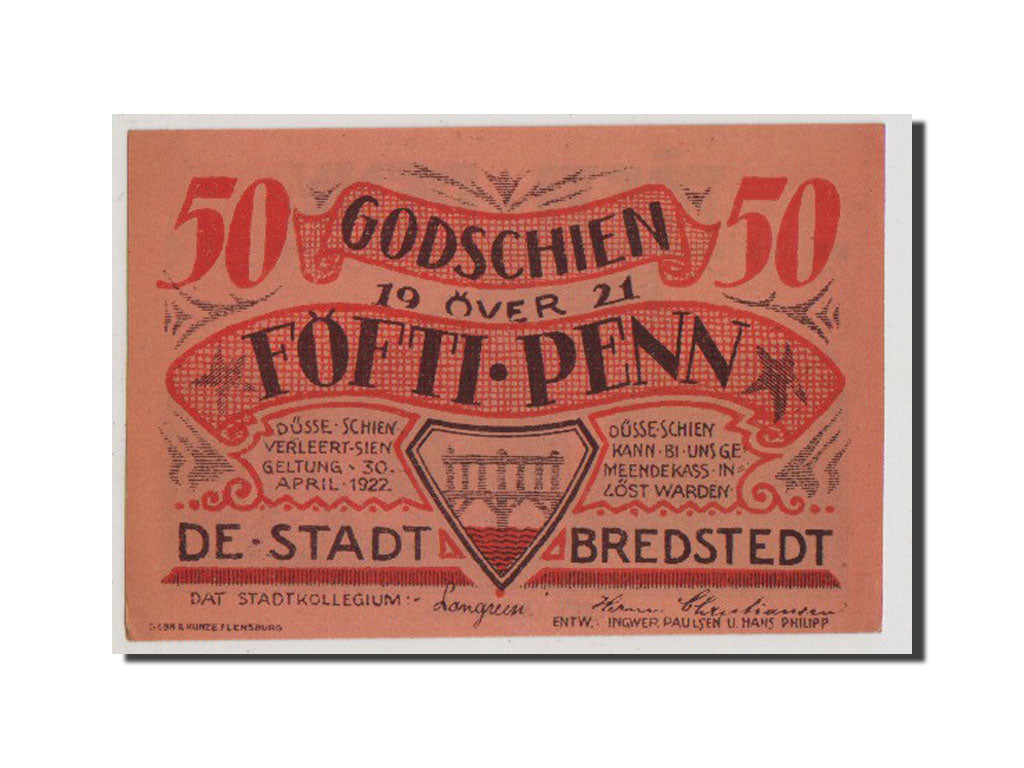 Banknote, Germany, Bredstedt, 50 Pfennig, 1921, AU(55-58), Mehl:159.1
