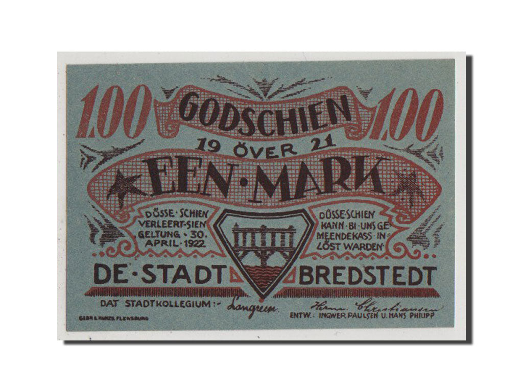 Banknote, Germany, Bredstedt, 1 Mark, 1921, AU(55-58), Mehl:159.1