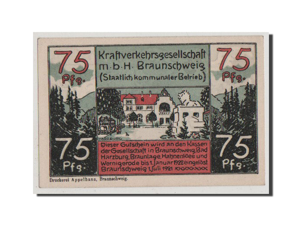 Billete, Alemania, Braunschweig, 75 Pfennig, 1921, EBC, Mehl:156.1