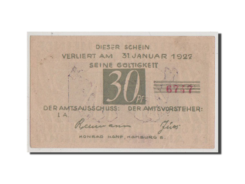 Banknote, Germany, Schleswig-Holstein, 30 Pfennig, 1922, AU(55-58), Mehl:152.2a
